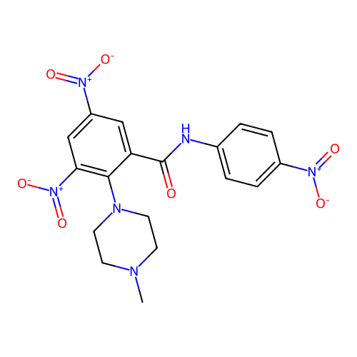 2-(4-methylpiperazin-1-yl)-3,5-dinitro-N-(4-nitrophenyl)benzamide structure