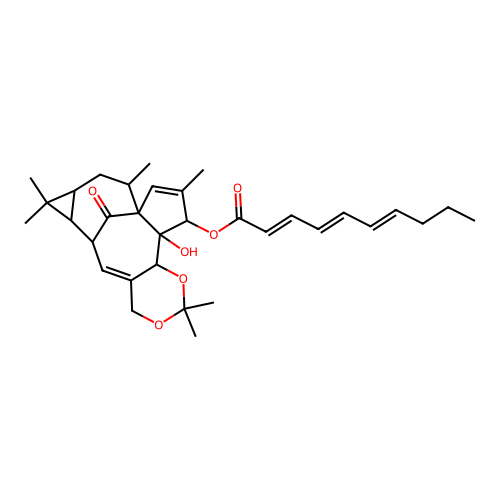 2,4,6-Decatrienoic acid, 6,6a,7,7a,8,9,12a,12b-octahydro-12a-hydroxy-2,2,7,7,9,11-hexamethyl-13-oxo-12H-6,9a-methanol-4H-cyclopenta(9,10)cyclopropa(5,6)cyclodeca(1,2d)-1,3-dioxin-12-yl ester, (6R-(6alpha,6aalpha,7aalpha,9alpha,9aalpha,12beta,12abeta,12balpha))- structure