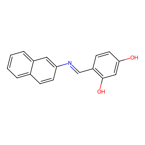 4-((Naphthalen-2-ylimino)methyl)benzene-1,3-diol structure