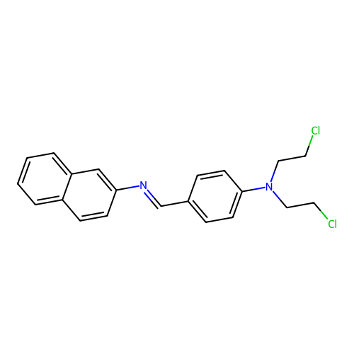 N,N-Bis(2-chloroethyl)-4-{(E)-[(naphthalen-2-yl)imino]methyl}aniline structure