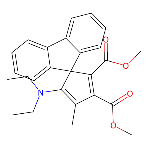 dimethyl 4-(diethylamino)-3-methylspiro[cyclopenta-1,3-diene-5,9'-fluorene]-1,2-dicarboxylate structure