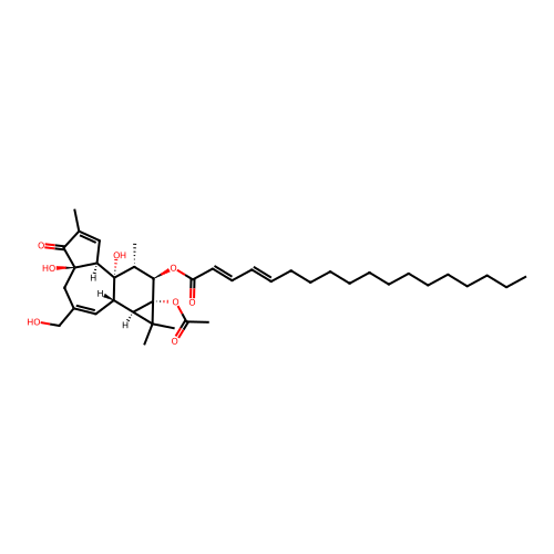 2,4-Octadecadienoic acid, 9a-(acetyloxy)-1a,1b,4,4a,5,7a,7b,8,9,9a-decahydro-4a,7b-dihydroxy-3-(hydroxymethyl)-1,1,6,8-tetramethyl-5-oxo-1H-cyclopropa(3,4)benz(1,2-e)azulen-9-yl ester, (1aR-(1aalpha,1bbeta,4abeta,7aalpha,7balpha,8alpha,9beta,9aalpha))- structure