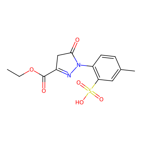 3-Ethyl 4,5-dihydro-1-(4-methyl-2-sulphophenyl)-5-oxo-1H-pyrazole-3-carboxylate structure
