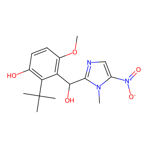 5-Nitro-1-methyl-imidazolyl-6-tert-butyl-5-hydroxy-2-methoxy-phenyl-carbinol structure