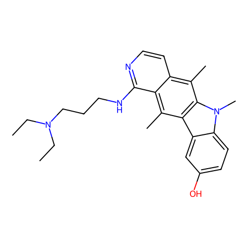 6H-Pyrido(4,3-b)carbazol-9-ol, 1-((3-(diethylamino)propyl)amino)-5,6,11-trimethyl-, hydrate structure