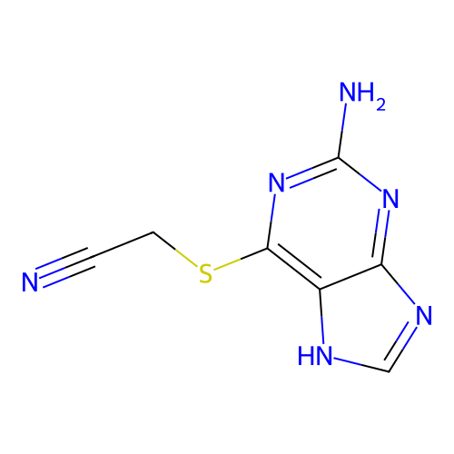 2-[(2-amino-7H-purin-6-yl)sulfanyl]acetonitrile structure