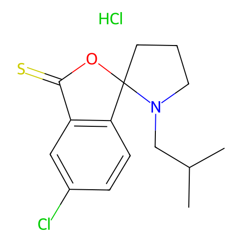 Spiro(benzo(c)thiophene-1(3H),2'-pyrrolidin)-3-one, 5-chloro-1'-(2-methylpropyl)-, hydrochloride structure