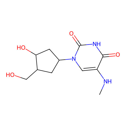 1-[3-Hydroxy-4-(hydroxymethyl)cyclopentyl]-5-(methylamino)pyrimidine-2,4-dione structure