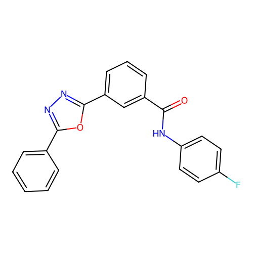 N-(4-fluorophenyl)-3-(5-phenyl-1,3,4-oxadiazol-2-yl)benzamide structure