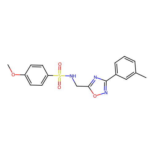 4-methoxy-N-[[3-(3-methylphenyl)-1,2,4-oxadiazol-5-yl]methyl]benzenesulfonamide structure