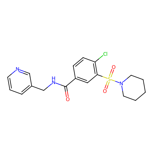 4-chloro-3-piperidin-1-ylsulfonyl-N-(pyridin-3-ylmethyl)benzamide structure