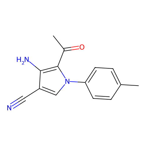 5-Acetyl-4-amino-1-(4-methylphenyl)pyrrole-3-carbonitrile structure