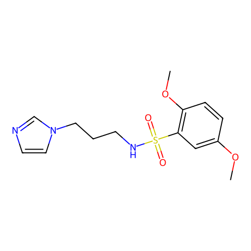 N-[3-(1H-imidazol-1-yl)propyl]-2,5-dimethoxybenzene-1-sulfonamide structure