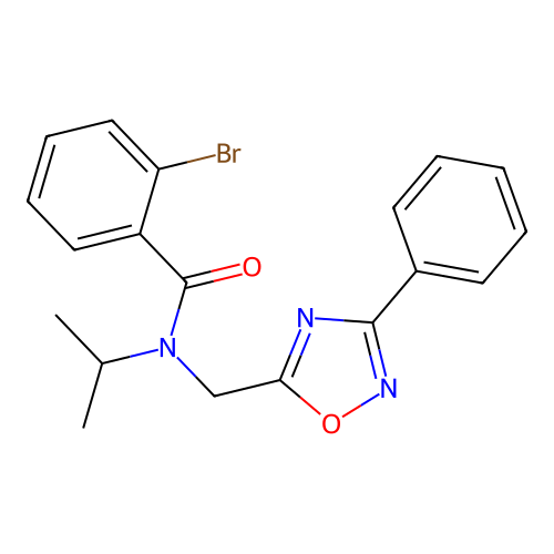 2-bromo-N-[(3-phenyl-1,2,4-oxadiazol-5-yl)methyl]-N-propan-2-ylbenzamide structure