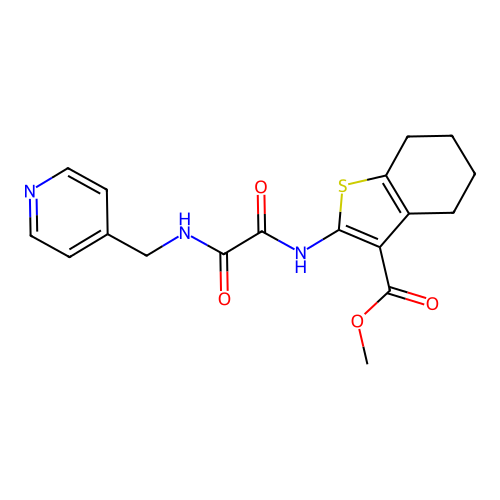 methyl 2-[[2-oxo-2-(pyridin-4-ylmethylamino)acetyl]amino]-4,5,6,7-tetrahydro-1-benzothiophene-3-carboxylate structure