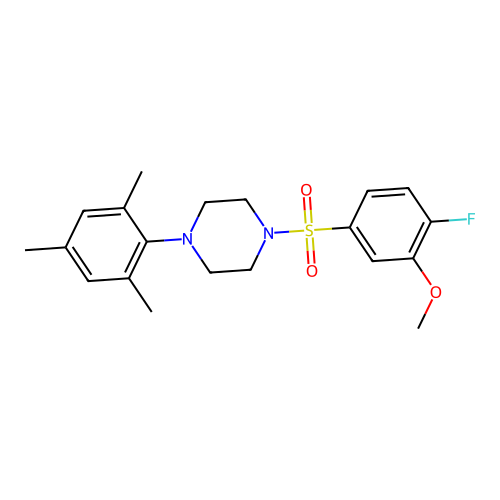 1-(4-Fluoro-3-methoxybenzenesulfonyl)-4-(2,4,6-trimethylphenyl)piperazine structure