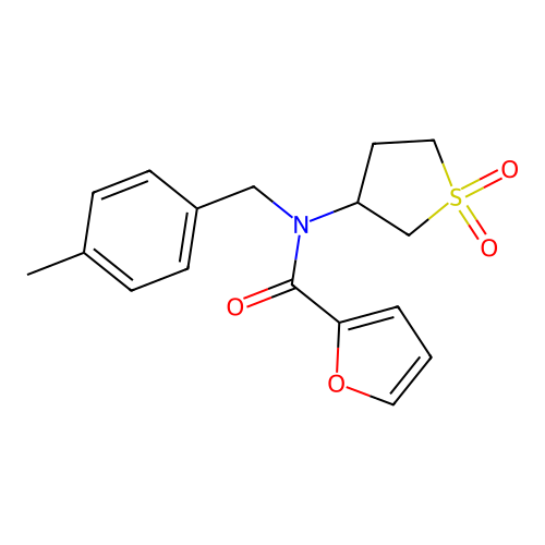 N-(1,1-dioxothiolan-3-yl)-N-[(4-methylphenyl)methyl]furan-2-carboxamide structure
