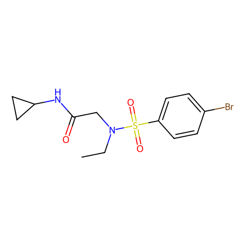 2-[(4-bromophenyl)sulfonyl-ethylamino]-N-cyclopropylacetamide structure