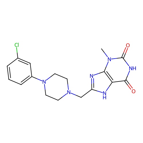 8-[[4-(3-chlorophenyl)piperazin-1-yl]methyl]-3-methyl-7H-purine-2,6-dione structure