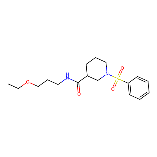 1-(benzenesulfonyl)-N-(3-ethoxypropyl)piperidine-3-carboxamide structure