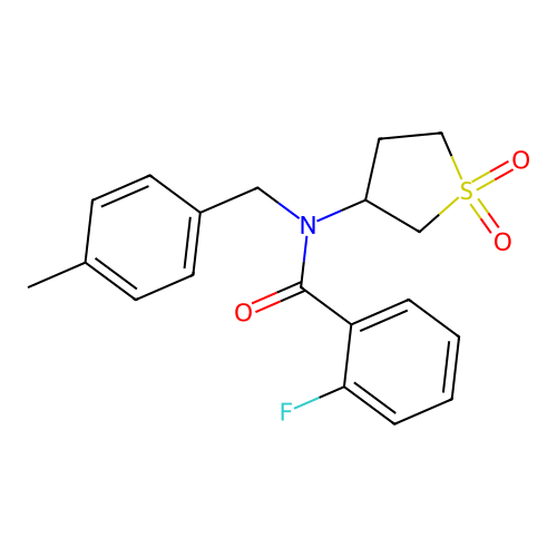 N-(1,1-dioxidotetrahydrothiophen-3-yl)-2-fluoro-N-(4-methylbenzyl)benzamide structure