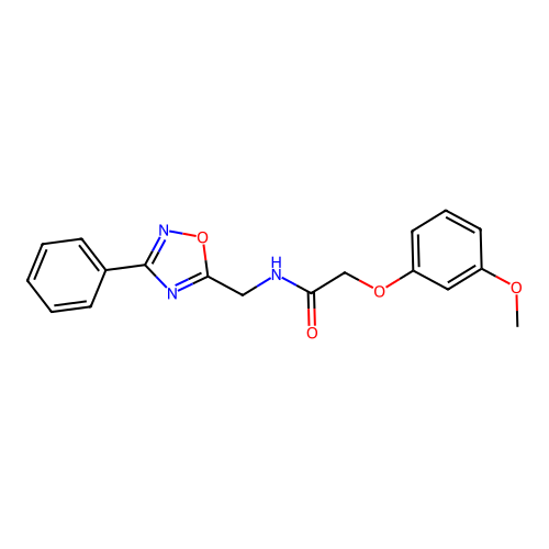 2-(3-methoxyphenoxy)-N-[(3-phenyl-1,2,4-oxadiazol-5-yl)methyl]acetamide structure