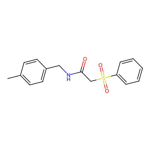 2-(benzenesulfonyl)-N-[(4-methylphenyl)methyl]acetamide structure