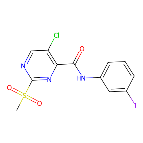 5-chloro-N-(3-iodophenyl)-2-methylsulfonylpyrimidine-4-carboxamide structure