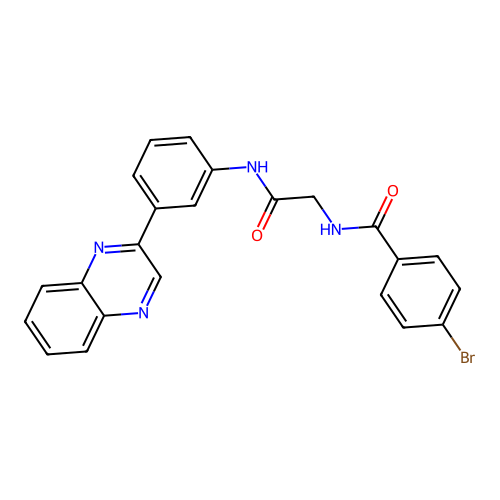 4-bromo-N-(2-oxo-2-{[3-(2-quinoxalinyl)phenyl]amino}ethyl)benzamide structure