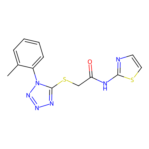 2-{[1-(2-methylphenyl)-1H-tetrazol-5-yl]sulfanyl}-N-(1,3-thiazol-2-yl)acetamide structure