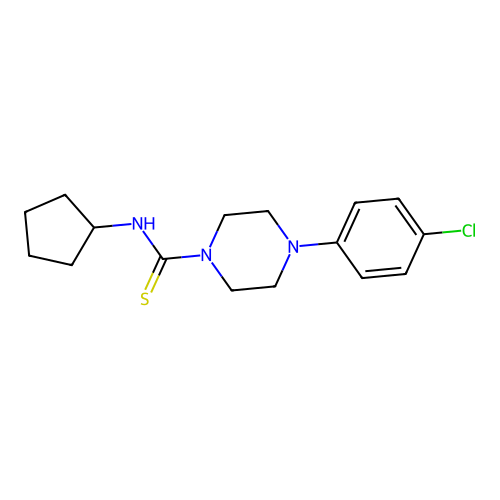 4-(4-chlorophenyl)-N-cyclopentylpiperazine-1-carbothioamide structure