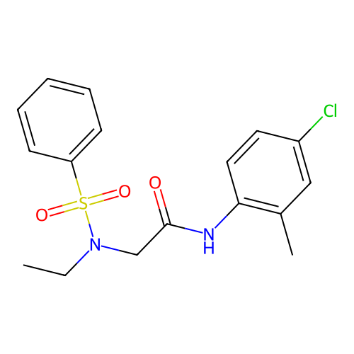 2-[benzenesulfonyl(ethyl)amino]-N-(4-chloro-2-methylphenyl)acetamide structure