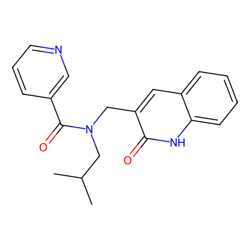 N-(2-methylpropyl)-N-[(2-oxo-1H-quinolin-3-yl)methyl]pyridine-3-carboxamide structure