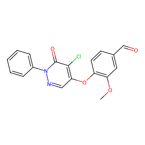4-((5-Chloro-6-oxo-1-phenyl-1,6-dihydropyridazin-4-yl)oxy)-3-methoxybenzaldehyde structure