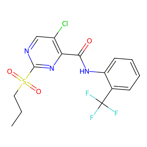 5-chloro-2-propylsulfonyl-N-[2-(trifluoromethyl)phenyl]pyrimidine-4-carboxamide structure