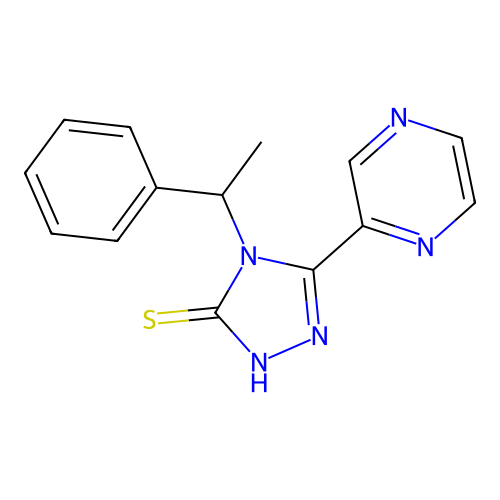 4-(1-phenylethyl)-3-pyrazin-2-yl-1H-1,2,4-triazole-5-thione structure