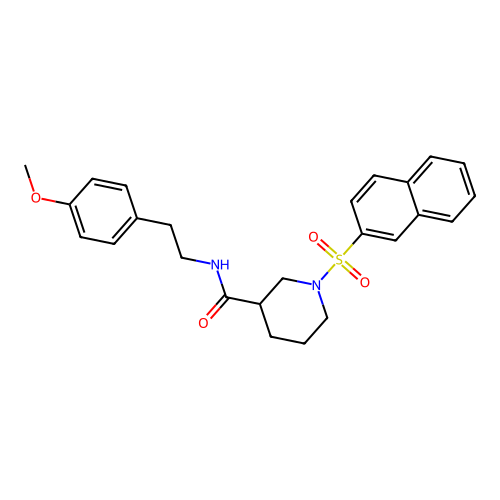 N-[2-(4-methoxyphenyl)ethyl]-1-naphthalen-2-ylsulfonylpiperidine-3-carboxamide structure