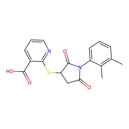 2-((1-(2,3-Dimethylphenyl)-2,5-dioxopyrrolidin-3-yl)thio)nicotinic acid structure