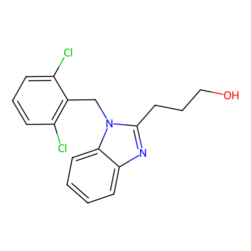 3-[1-[(2,6-Dichlorophenyl)methyl]benzimidazol-2-yl]propan-1-ol structure