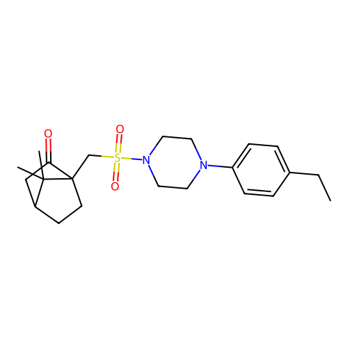 1-({[4-(4-ethylphenyl)piperazin-1-yl]sulfonyl}methyl)-7,7-dimethylbicyclo[2.2.1]heptan-2-one structure