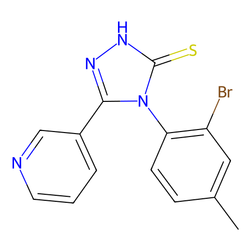 4-(2-bromo-4-methylphenyl)-3-pyridin-3-yl-1H-1,2,4-triazole-5-thione structure