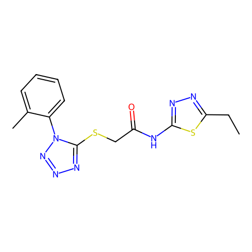 N-(5-ethyl-1,3,4-thiadiazol-2-yl)-2-{[1-(2-methylphenyl)-1H-tetrazol-5-yl]sulfanyl}acetamide structure