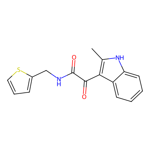 2-(2-methyl-1H-indol-3-yl)-2-oxo-N-(thiophen-2-ylmethyl)acetamide structure