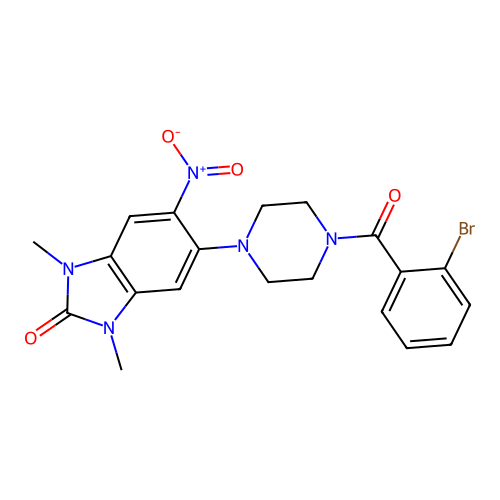 5-[4-(2-Bromobenzoyl)piperazin-1-yl]-1,3-dimethyl-6-nitrobenzimidazol-2-one structure