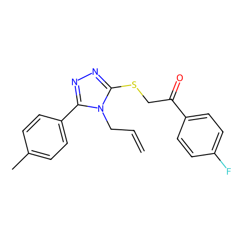 1-(4-fluorophenyl)-2-[[5-(4-methylphenyl)-4-prop-2-enyl-1,2,4-triazol-3-yl]sulfanyl]ethanone structure