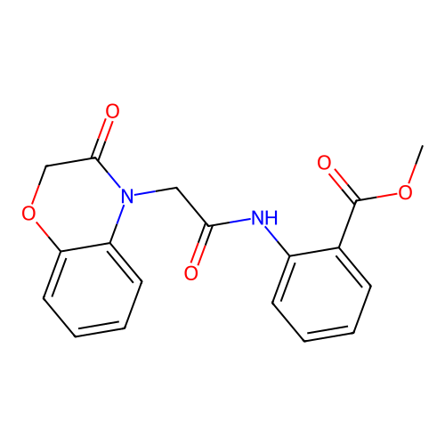 Methyl 2-[[2-(3-oxo-1,4-benzoxazin-4-yl)acetyl]amino]benzoate structure
