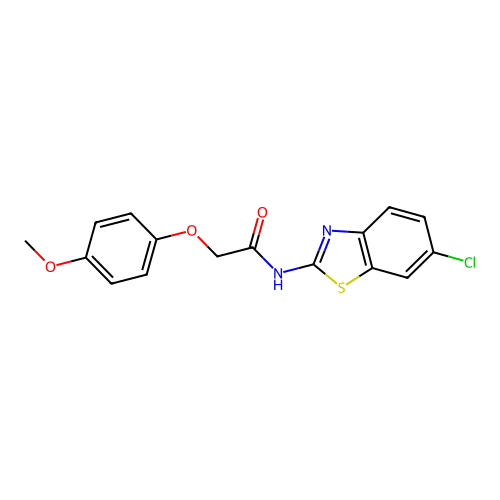 N-(6-chloro-1,3-benzothiazol-2-yl)-2-(4-methoxyphenoxy)acetamide structure