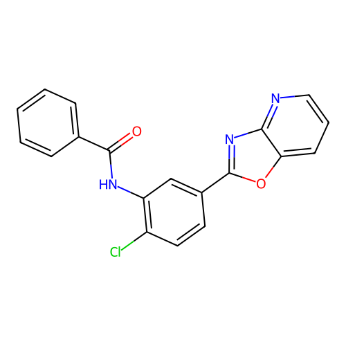 N-[2-chloro-5-([1,3]oxazolo[4,5-b]pyridin-2-yl)phenyl]benzamide structure