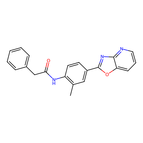 N-(2-methyl-4-[1,3]oxazolo[4,5-b]pyridin-2-ylphenyl)-2-phenylacetamide structure