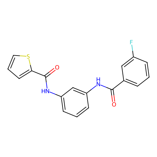 N-[3-[(3-fluorobenzoyl)amino]phenyl]thiophene-2-carboxamide structure